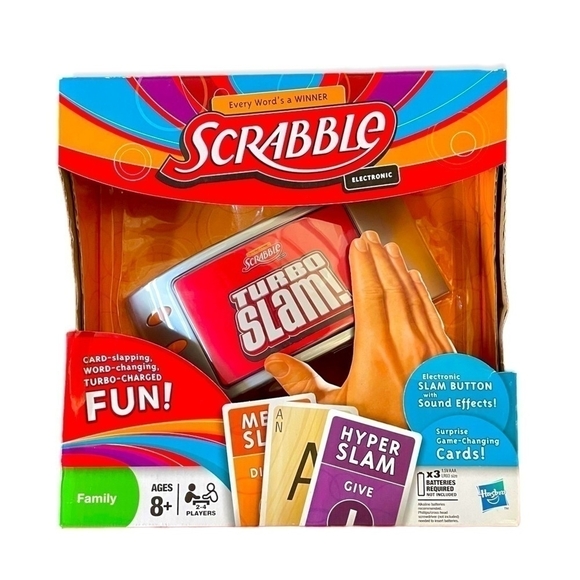 NIB Hasbro SCRABBLE Turbo Slam Family Game Electronic Slam Button Sound Effect - Picture 1 of 2